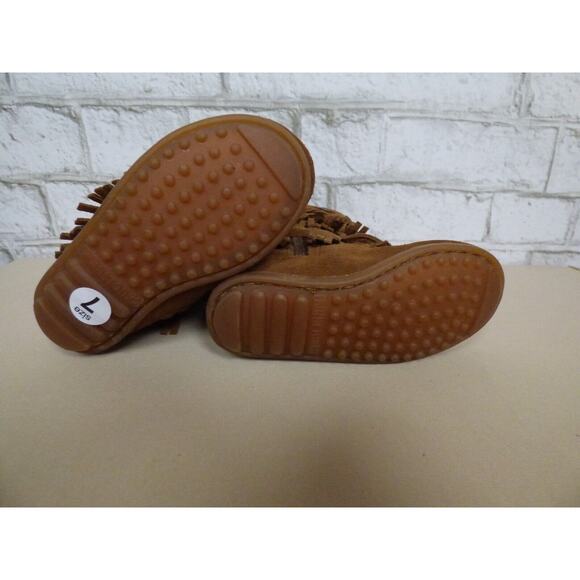 Minnetonka Dusty Brown Suede Leather Fringe Boots Girl's Size 7 NEW - Picture 6 of 8